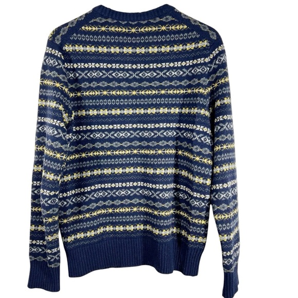 BANANA REPUBLIC Navy Fair Isle Merino Wool Blend Sweater Men's Size Medium - Picture 8 of 10